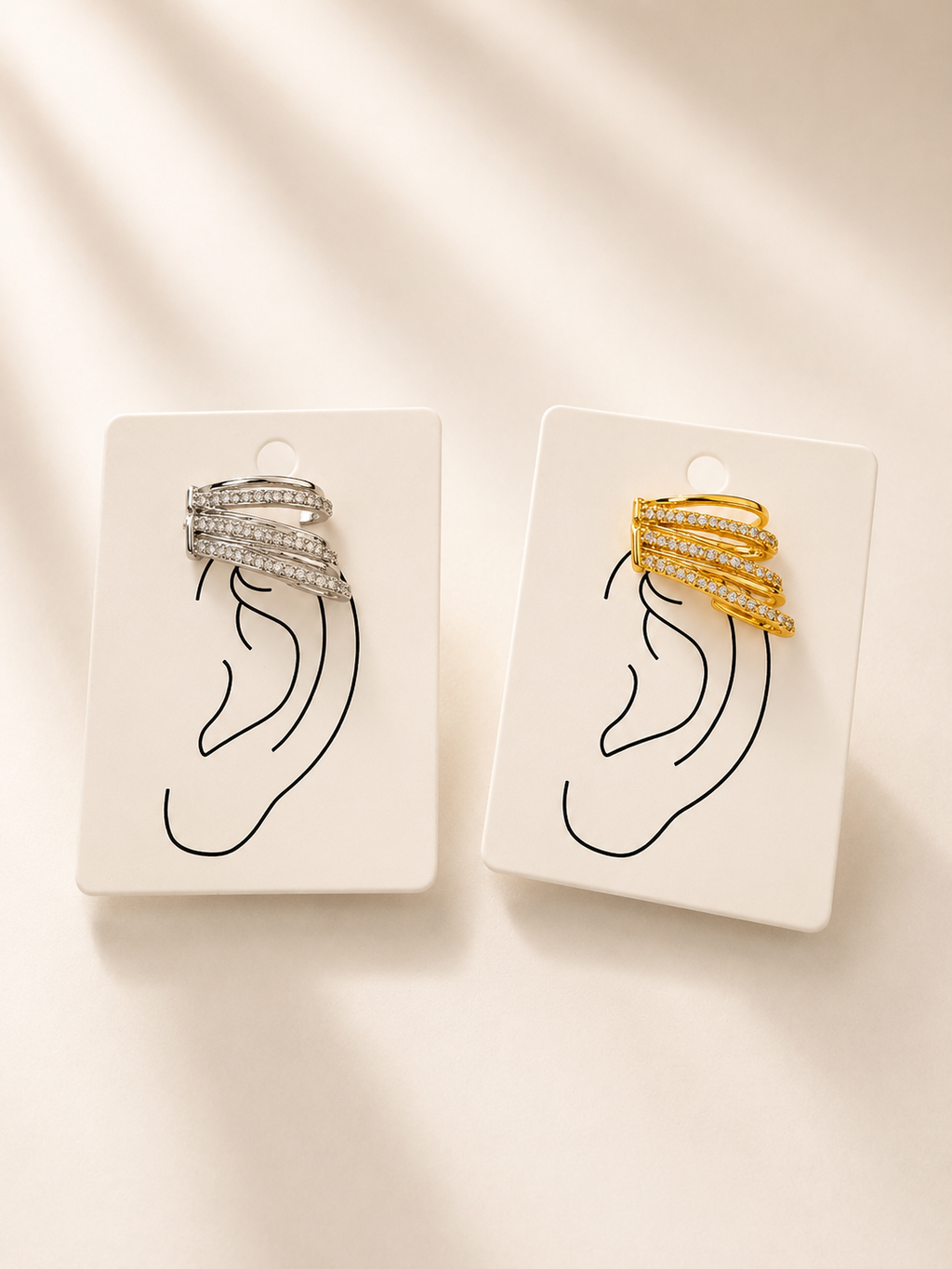 Ear Cuff Avvolgente Multistrato con Zirconi